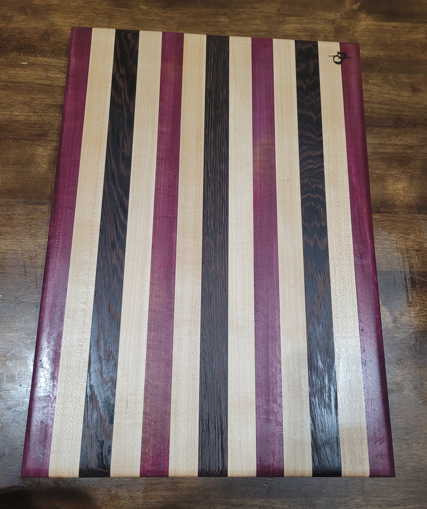 Purple Heart, Wenge, and Maple Cutting Board