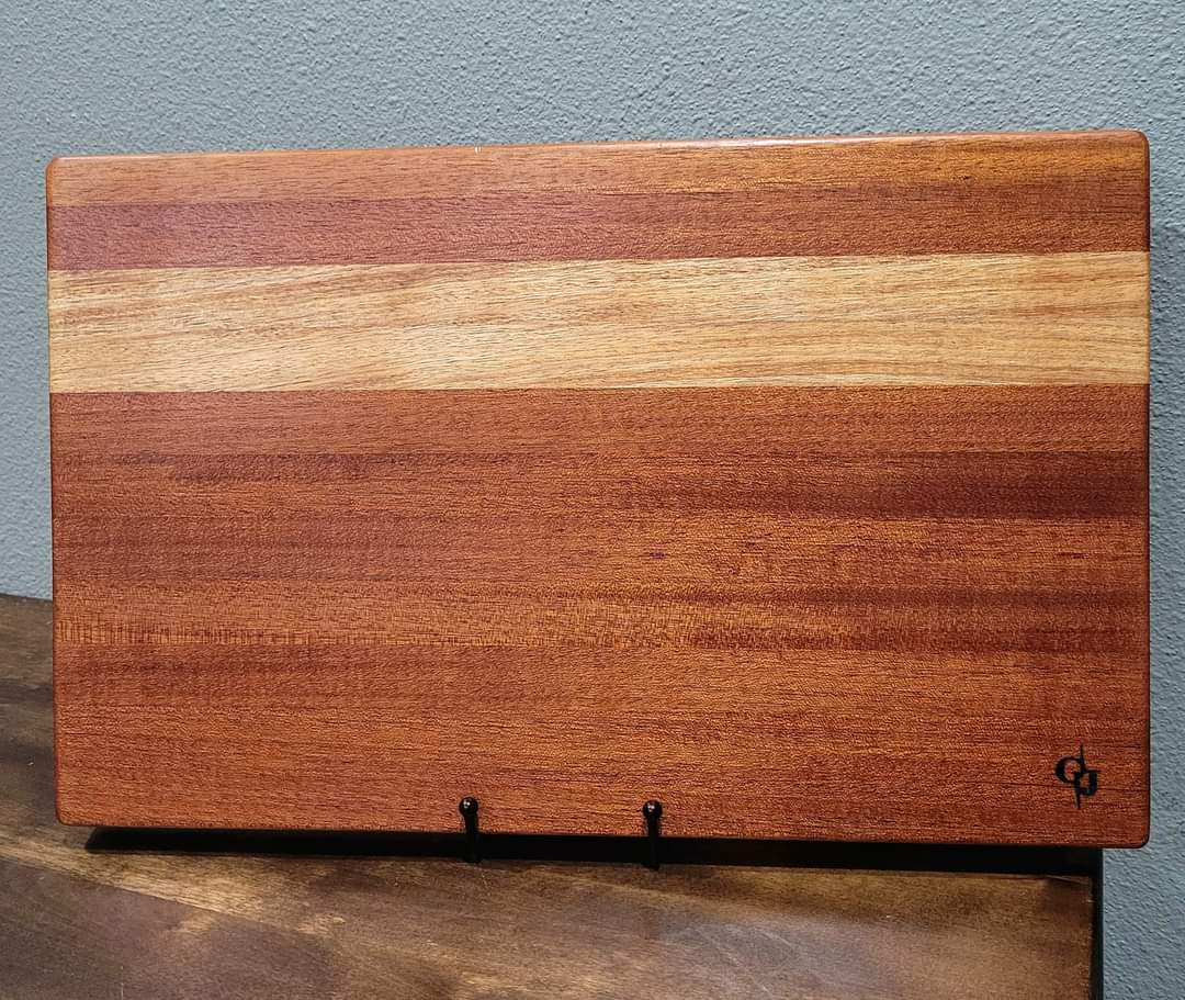 Mahogany/Vanilla Wood Edge Grain Cutting Board with Juice Groove