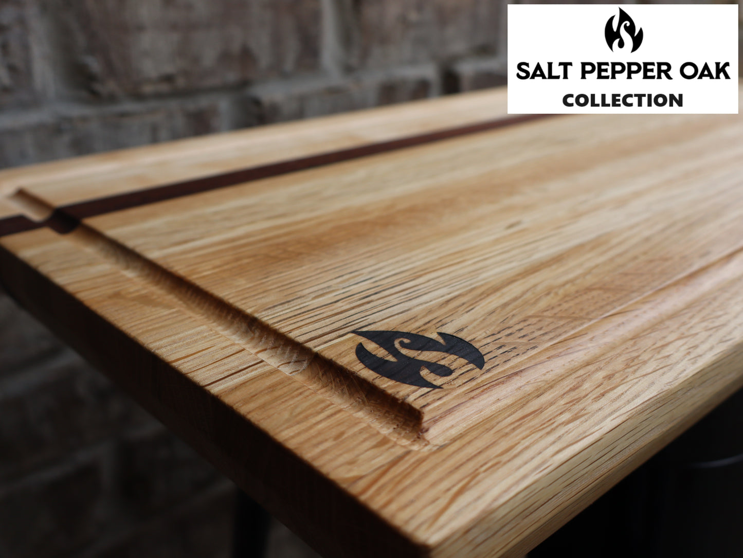 Maple, Walnut, and White Oak SPO Edge Grain Brisket Board with Juice Groove