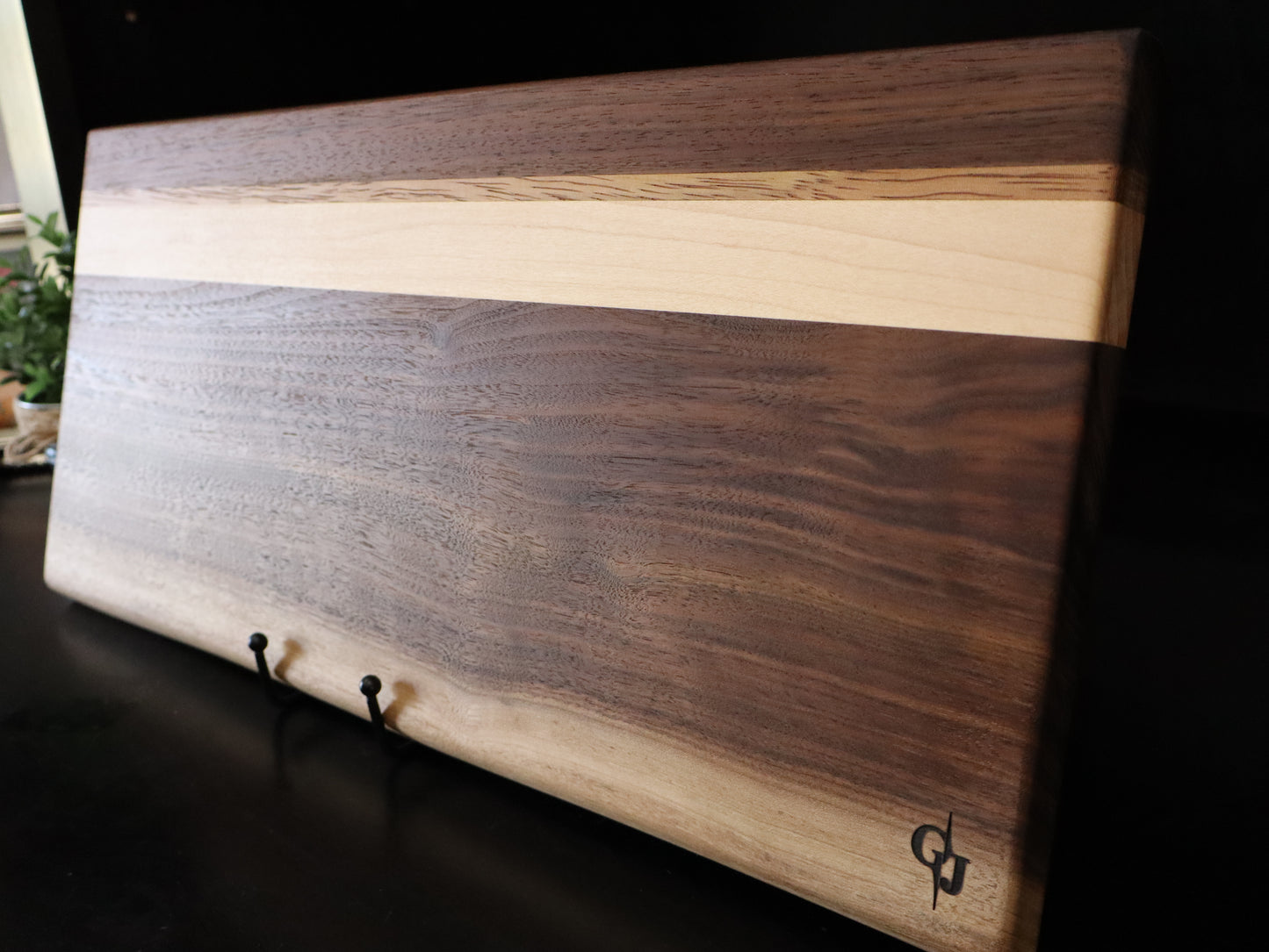 Walnut Live Edge Serving Board with Maple/Mara Macho Stripe