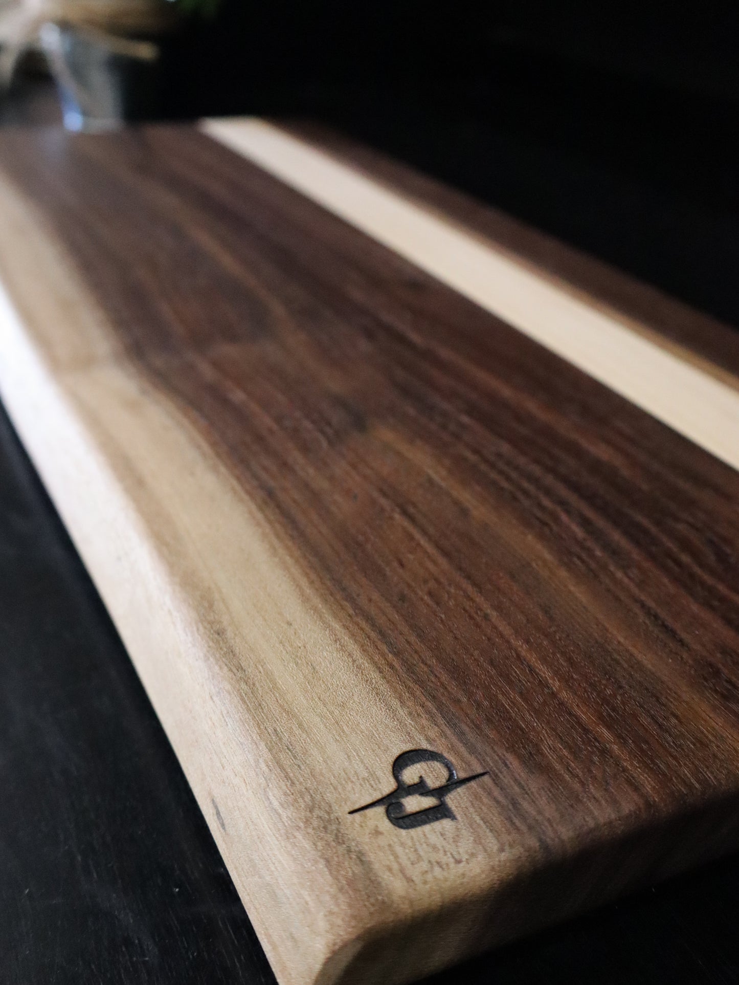 Walnut Live Edge Serving Board with Maple/Mara Macho Stripe