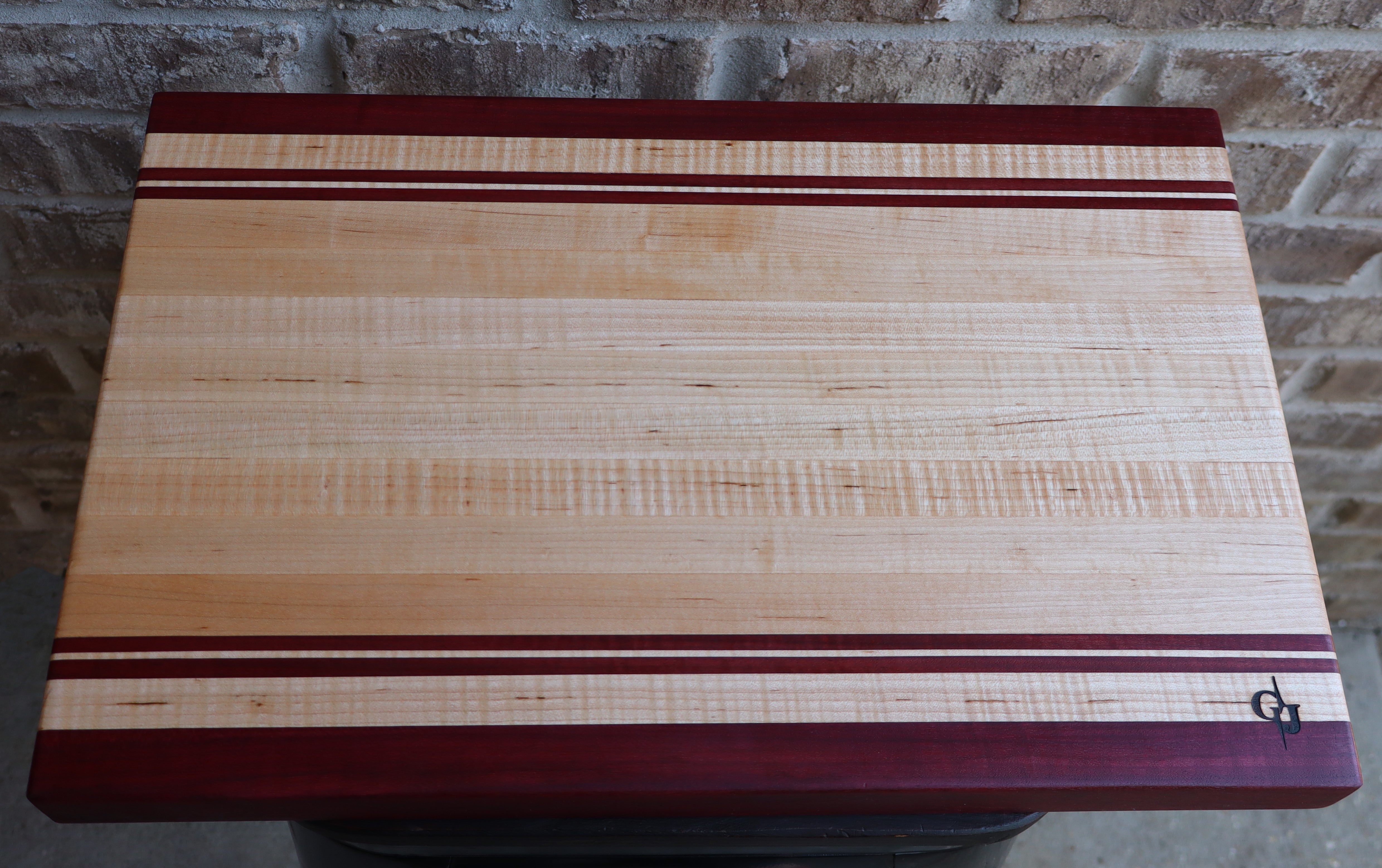 Walnut, Maple, popular Cherry and Purpleheart Edge Grain Cutting Board