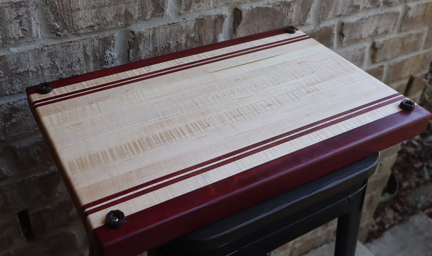 Curly Maple/Purple Heart Edge Grain Cutting Board