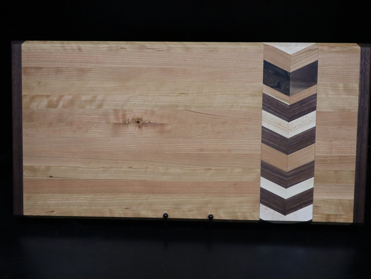 Cherry, Maple, & Walnut Edge Grain Cutting Board with Chevron Design