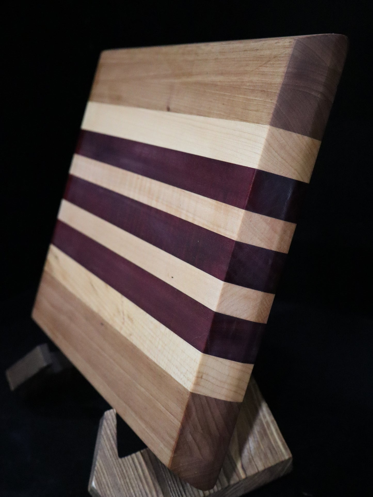 Oak, Maple and Purple Heart Small Edge Grain Chopping Board