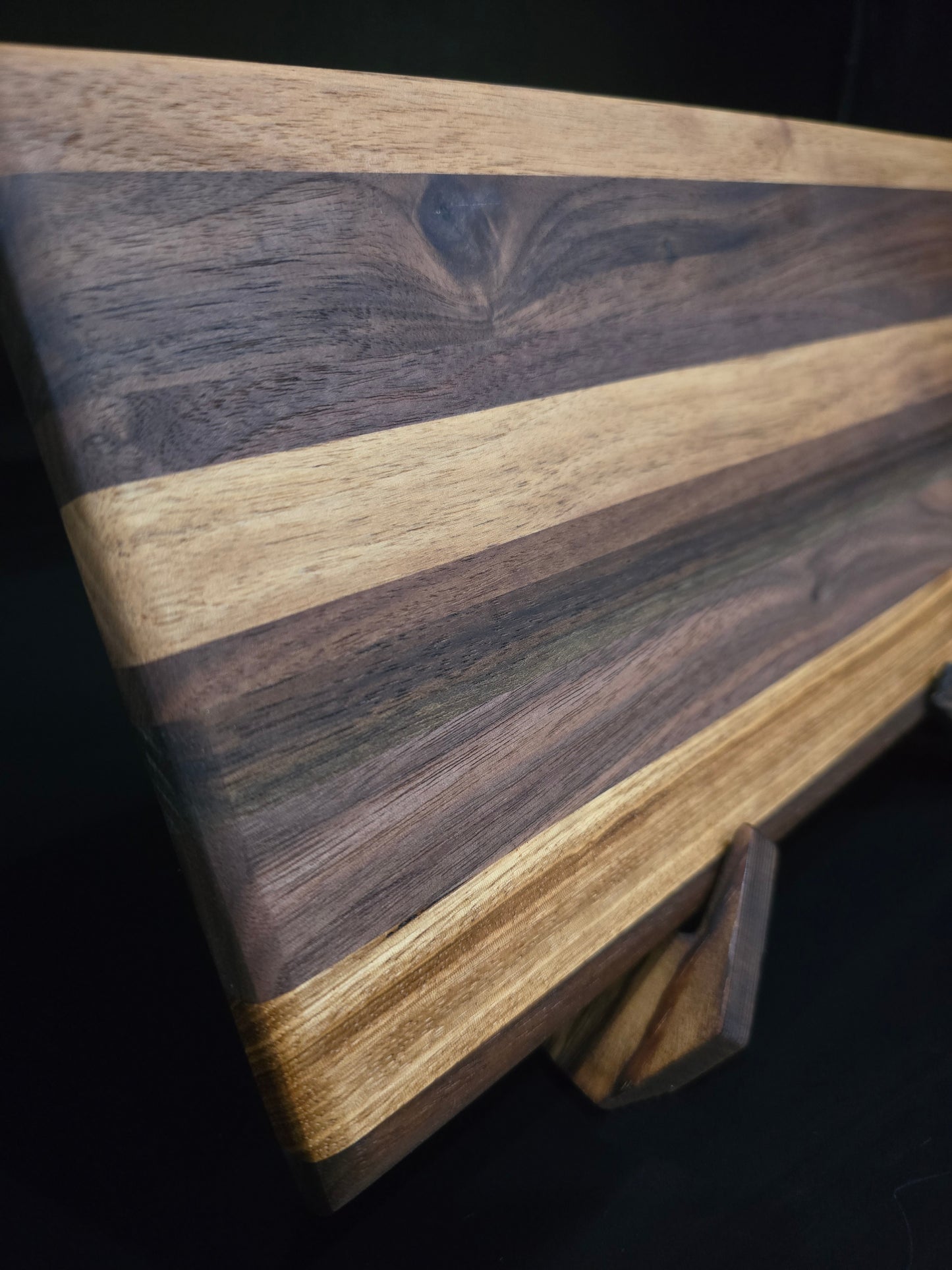Multi-Hardwood Striped Bar Board 11x6.5 | Small Walnut & Bali Serving Platter, Lightweight Wood Charcuterie Paddle, Handcrafted Kitchen Gift