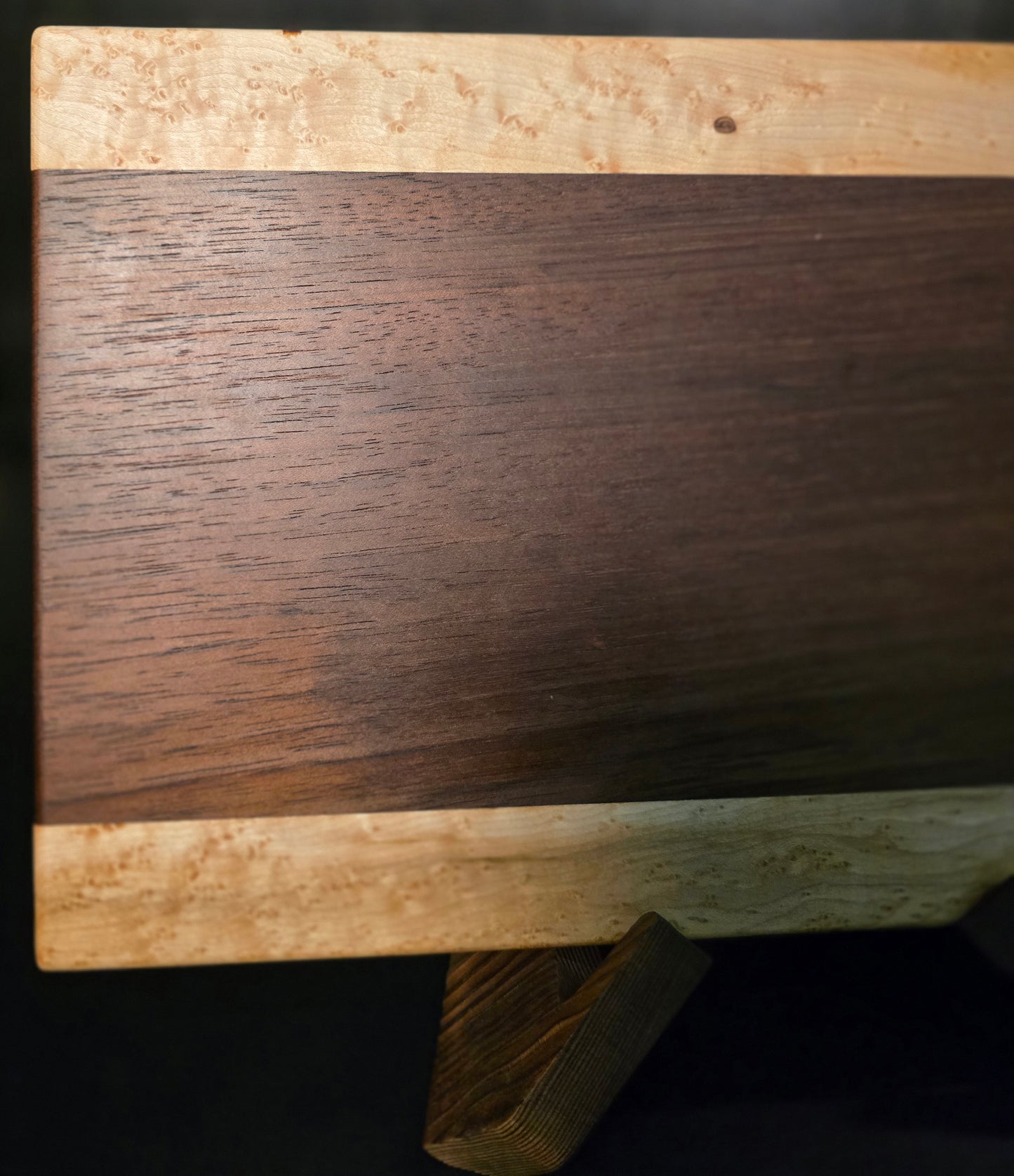 Nogal and Birdseye Maple Cheese board with handles