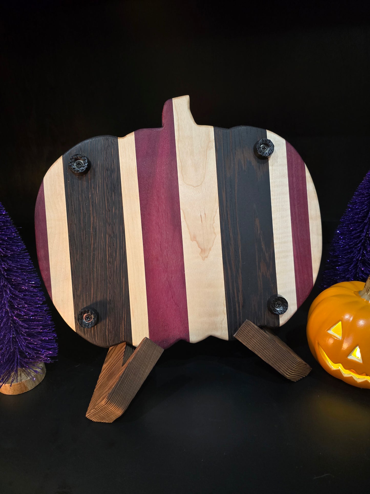 Purpleheart, Wenge, and Curly Maple Pumpkin-shaped Cheese Board