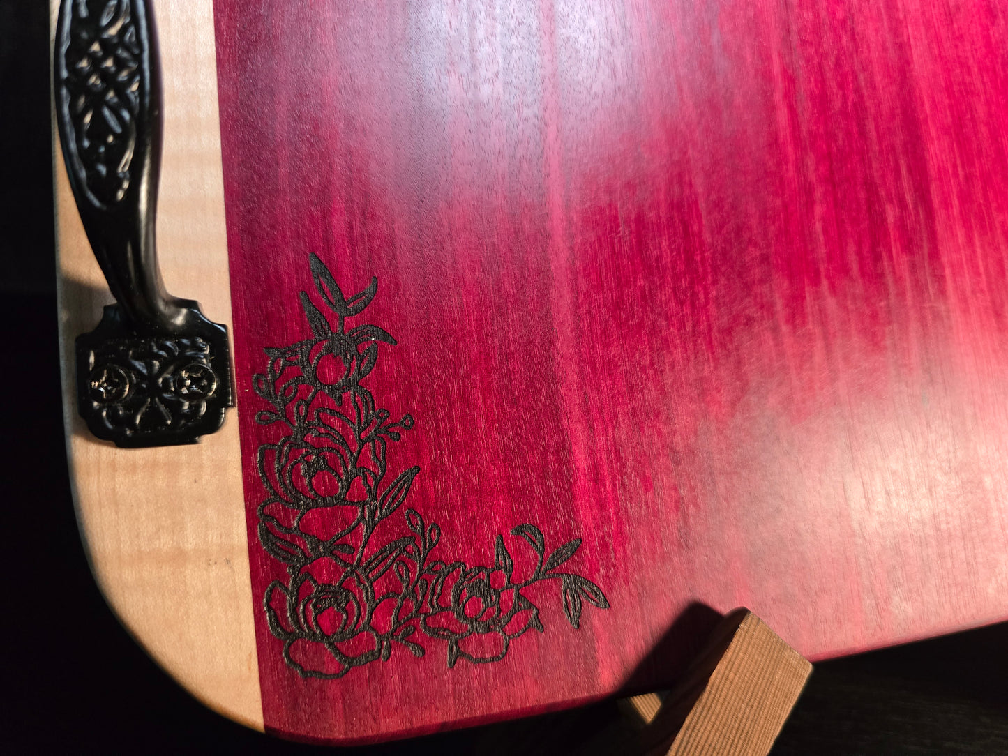 Purpleheart and Maple Cheese Board with handles