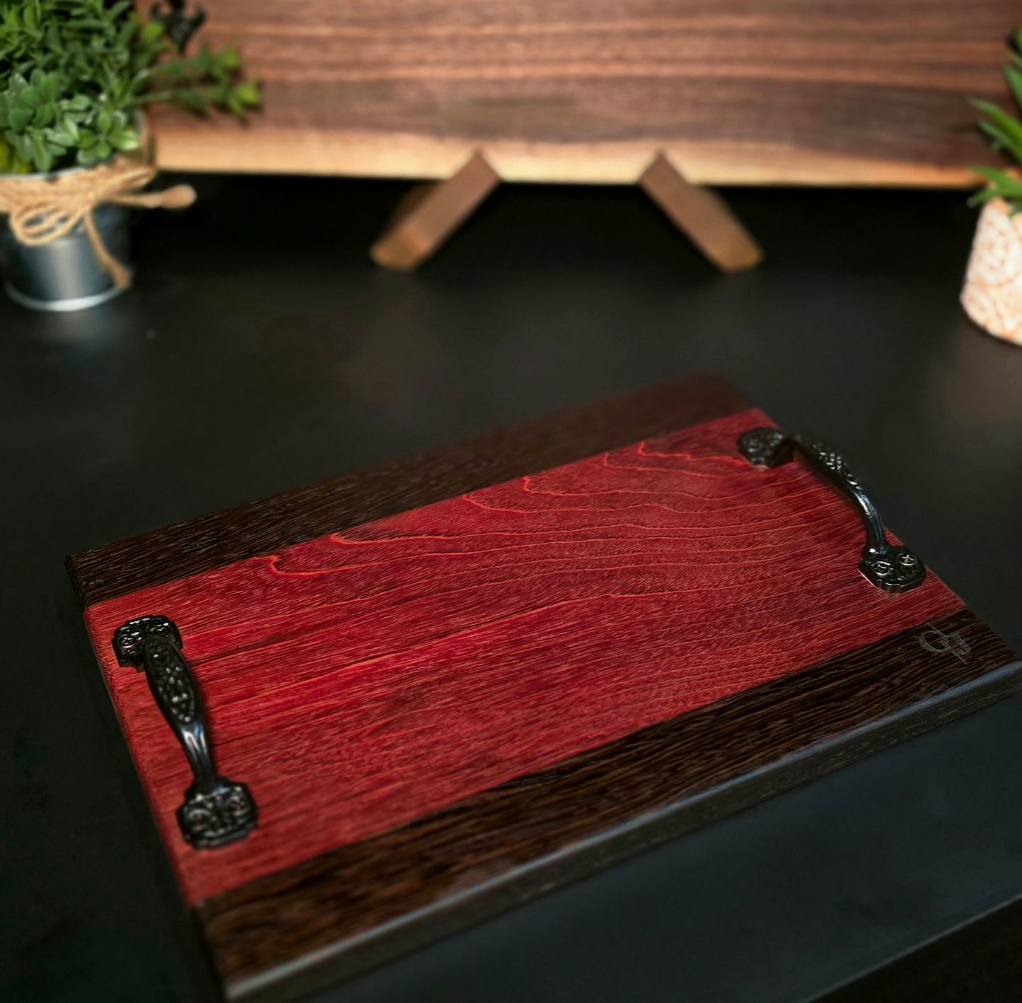 Padauk and Wenge Cheese board with handles