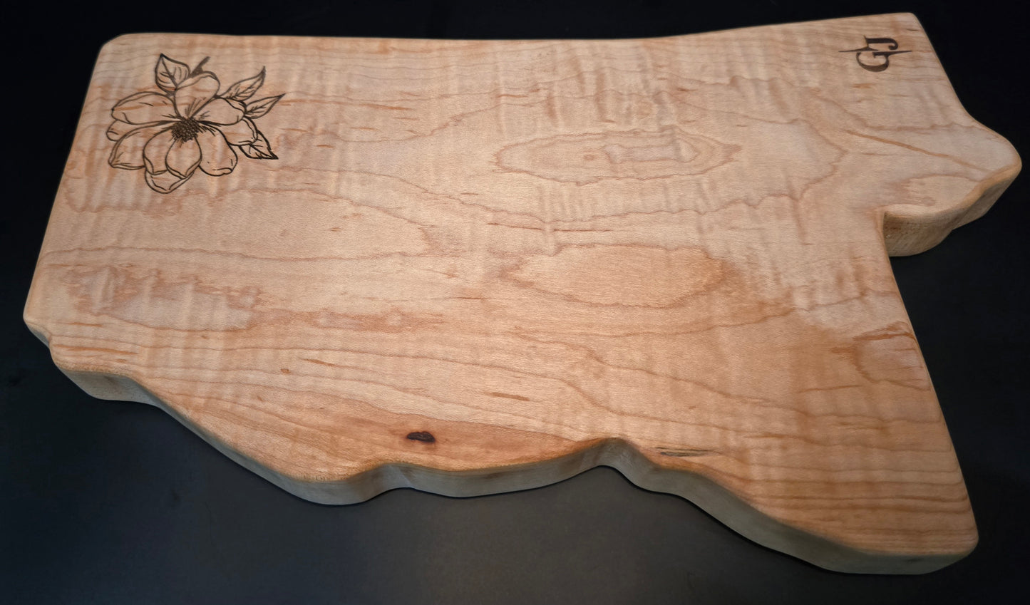 Mississippi Shaped Curly Maple Cheese Board