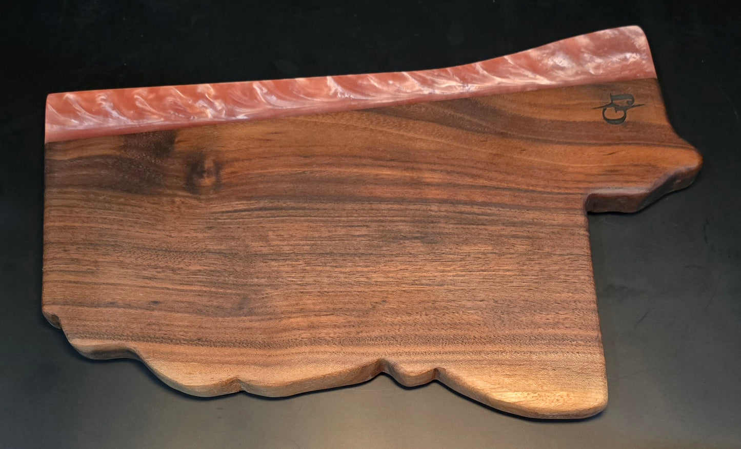 Mississippi Shaped Walnut and EpoxyCheese Board