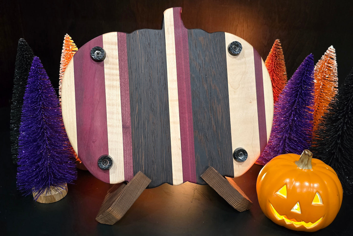 Purpleheart, Wenge, and Curly Maple Pumpkin-shaped Cheese Board