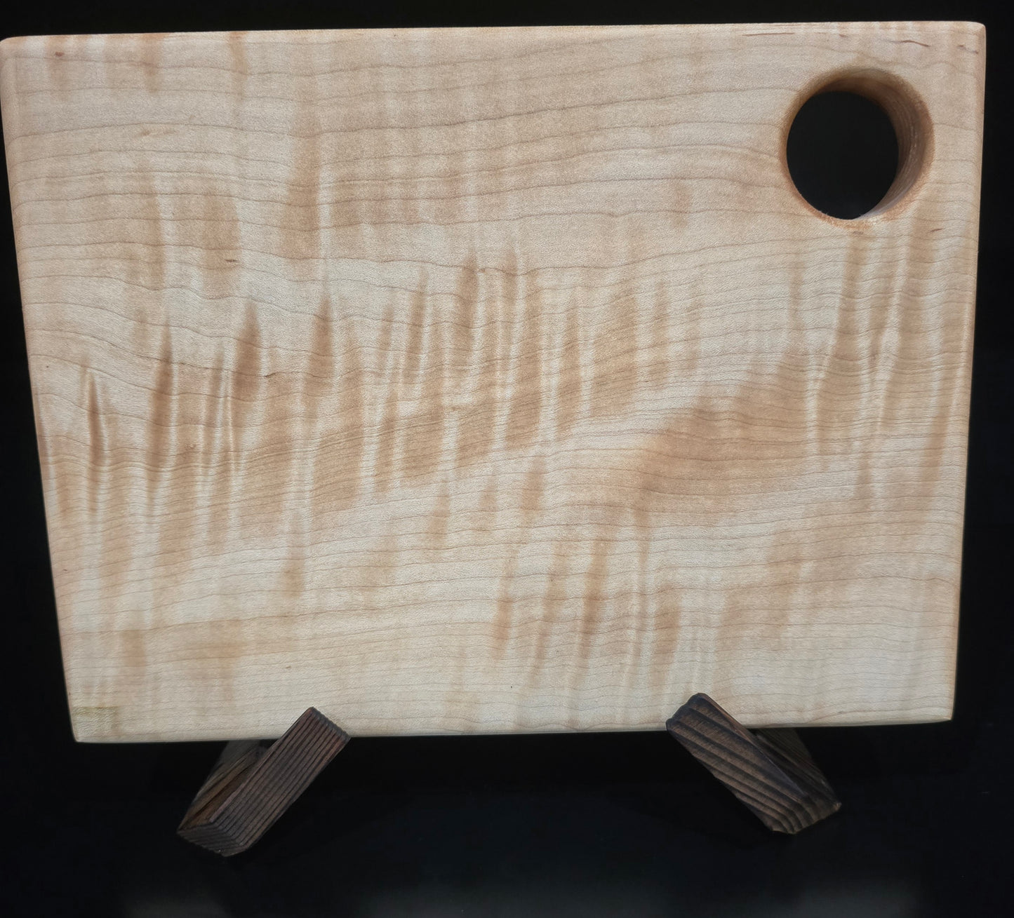 Curly Maple Cheese Board & Bar Board 7.5x10 | Small Wooden Cutting Board with Hanging Hole, Tiger Maple Charcuterie Board, Handcrafted Laser Engraved Gift