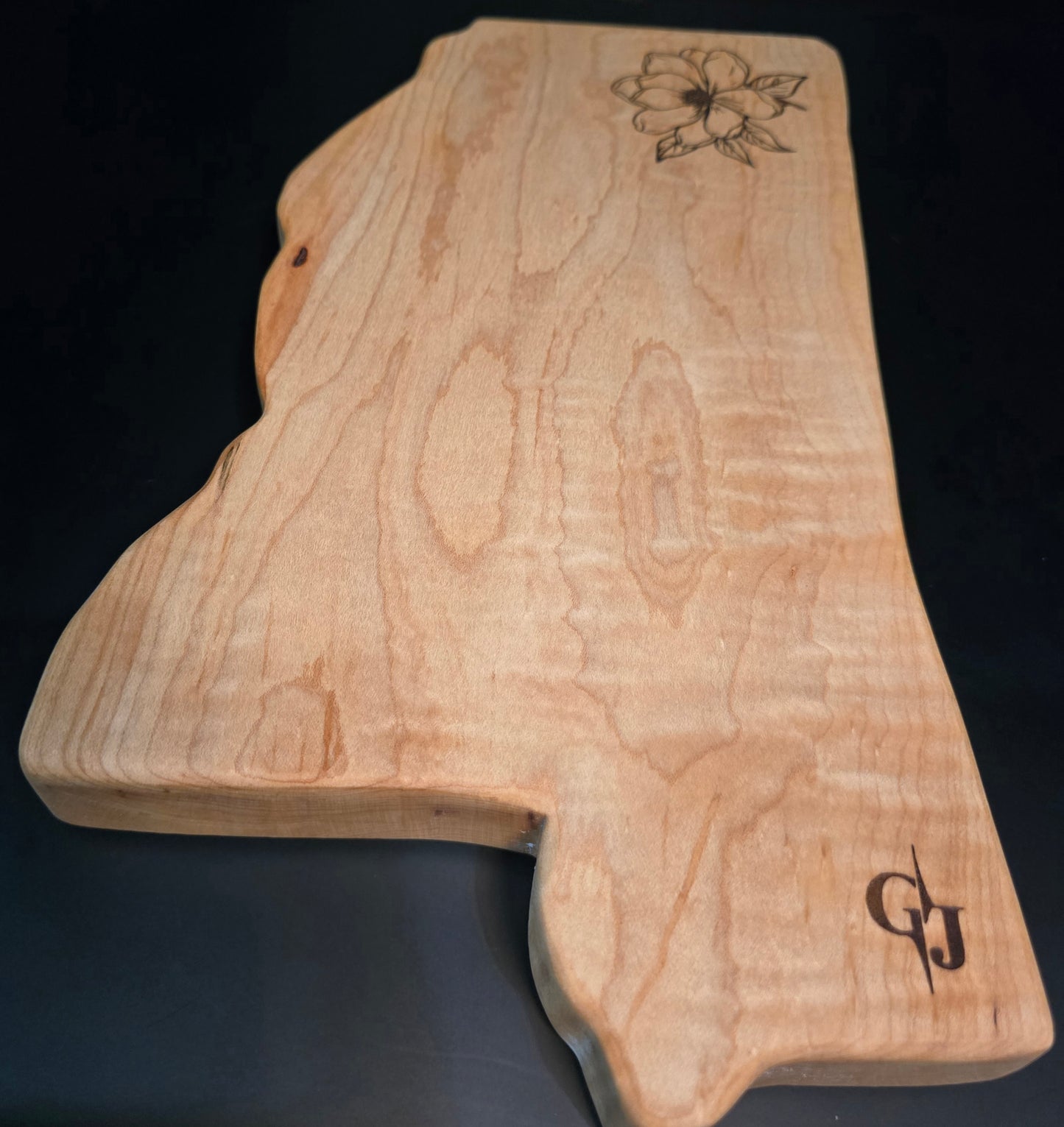 Mississippi Shaped Curly Maple Cheese Board