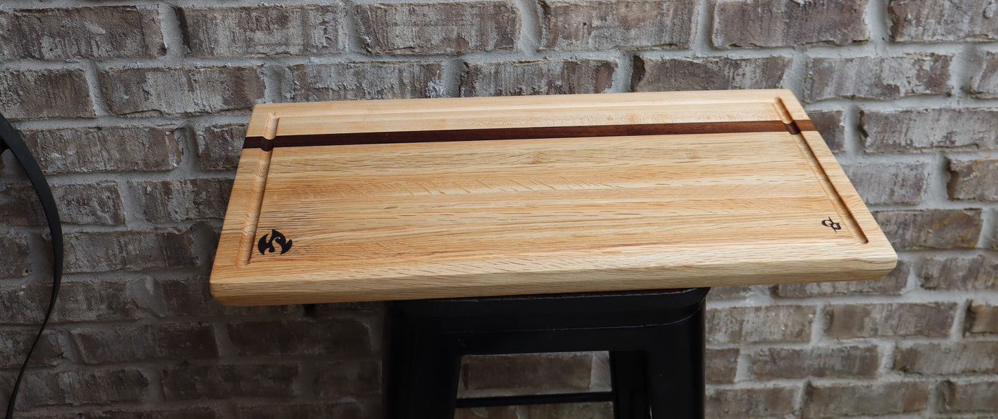 Maple, Walnut, and White Oak SPO Edge Grain Brisket Board with Juice Groove