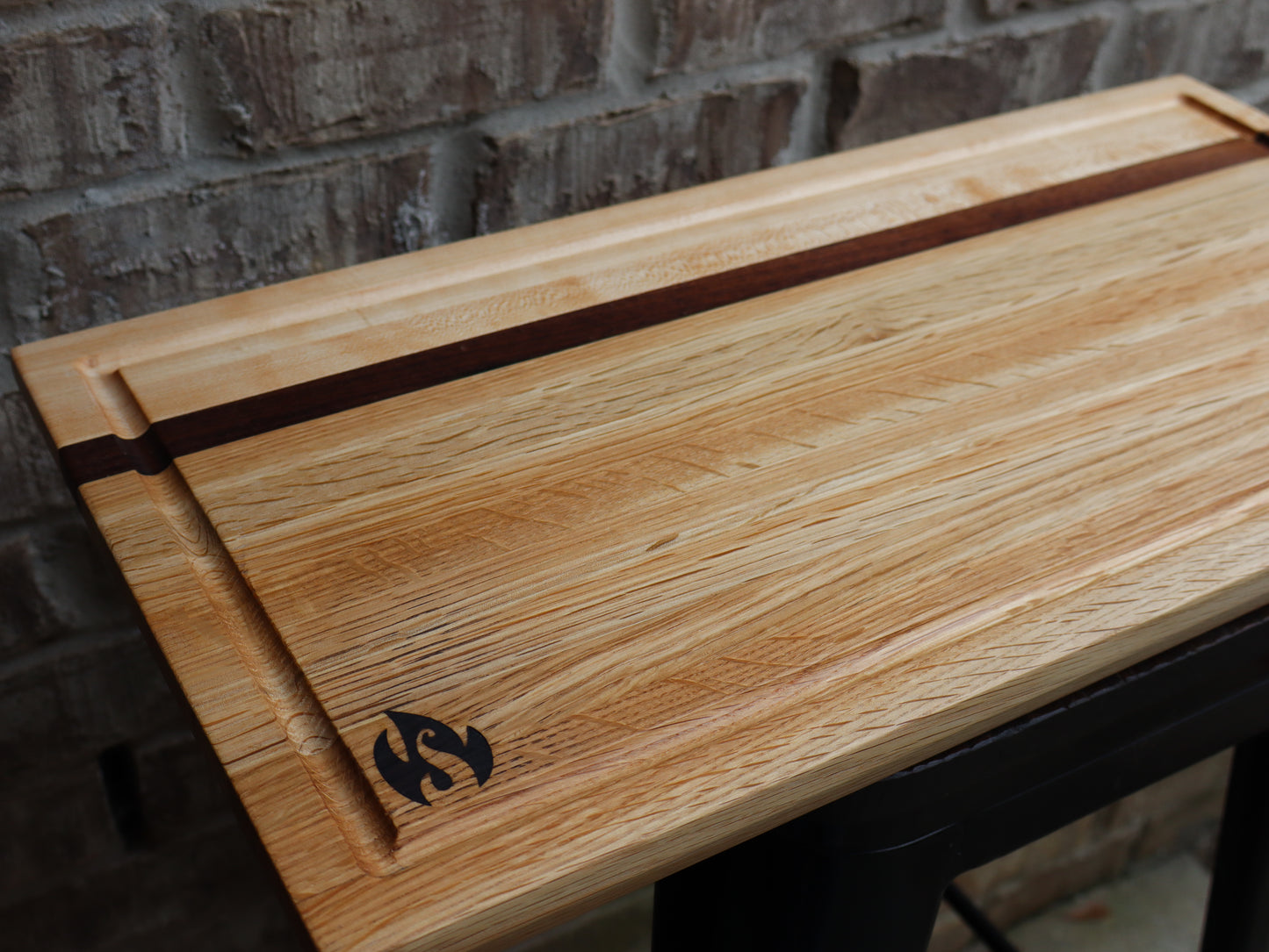 Maple, Walnut, and White Oak SPO Edge Grain Brisket Board with Juice Groove