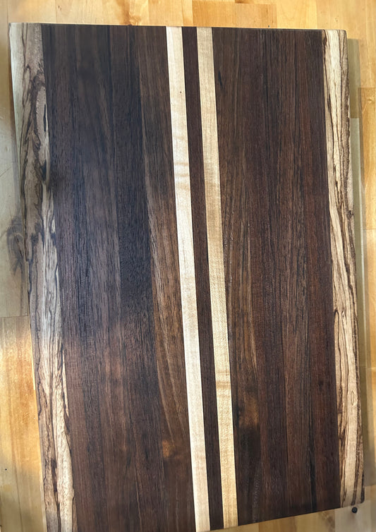 Dark Walnut/Curly Maple/Zebra Wood Cutting Board