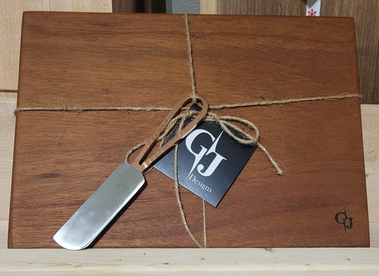 Mahogany Cheese Board w/Feet and Cheese Knife