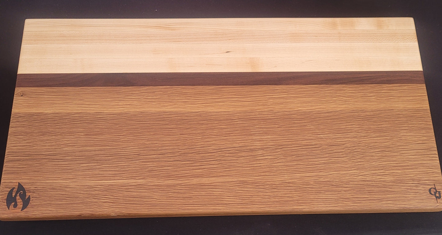 Maple, Walnut, and White Oak SPO Edge Grain Brisket Board