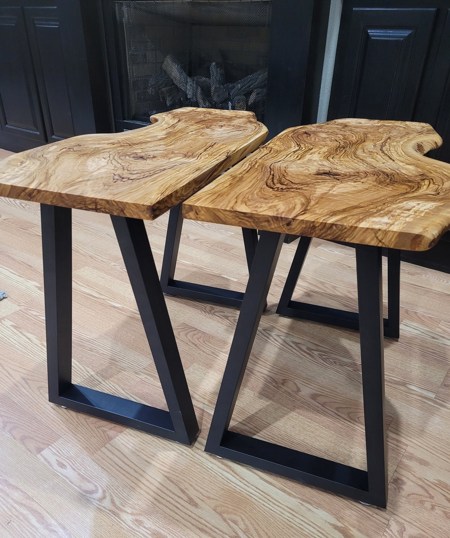 Olive Wood Side Tables (Pair)