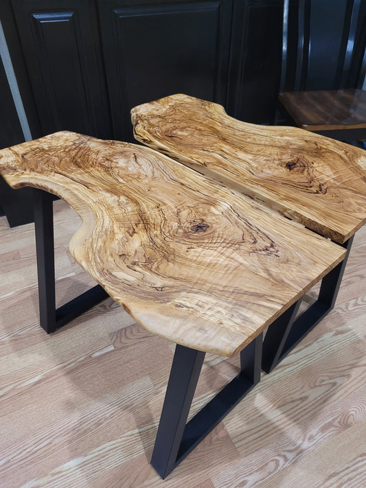 Olive Wood Side Tables (Pair)