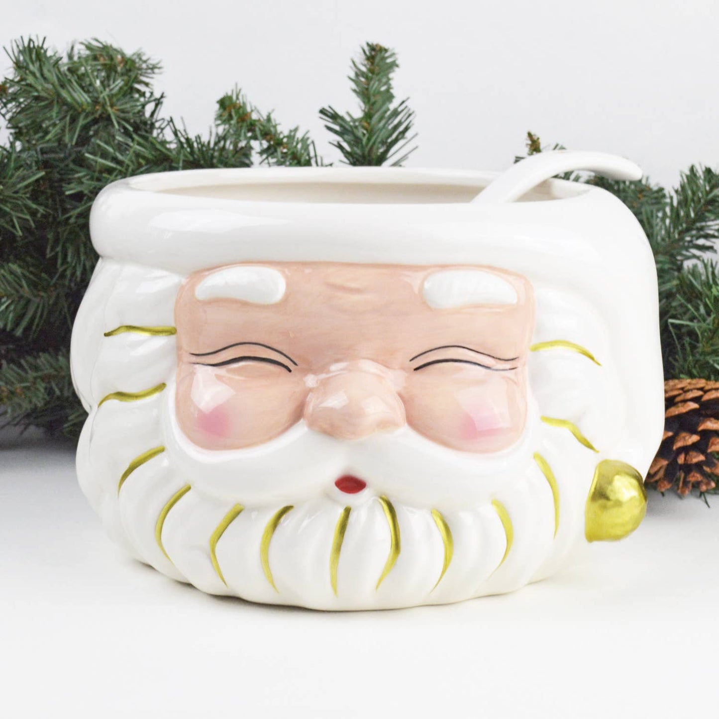 WHITE SANTA PUNCH BOWL & LADLE