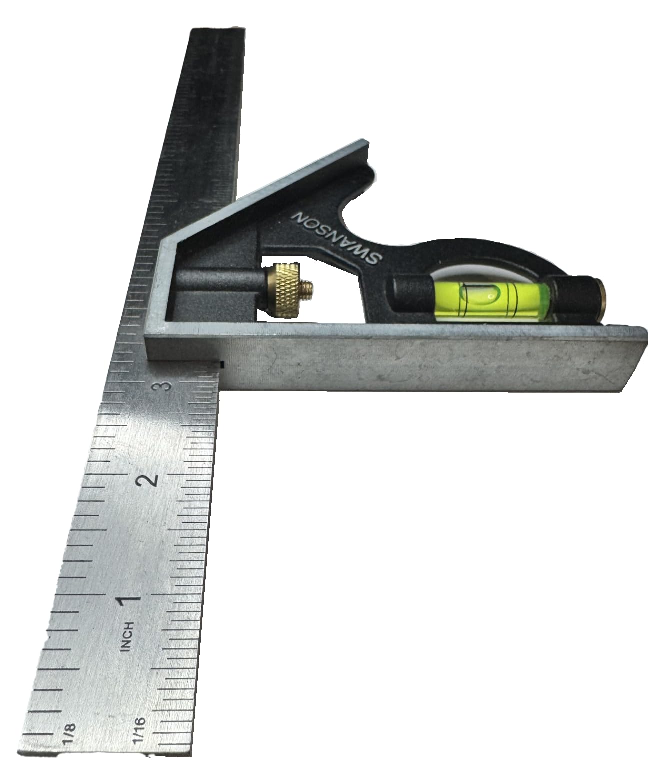 Swanson Tool Co TC132 12-Inch Combo Square with Cast Zinc Body, Stainless Steel Ruler and Brass Bolt