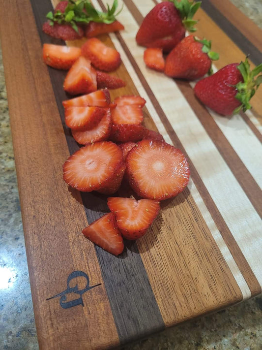 Mahogany/Walnut/Curly Maple Cutting Board