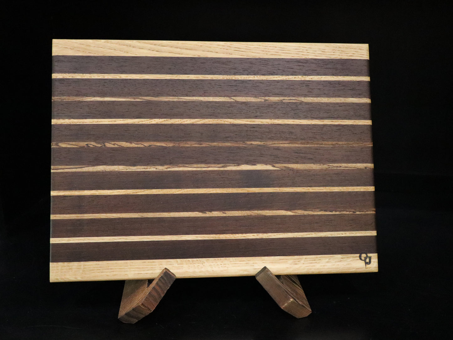 Walnut, Zebra Wood, and Oak Edge Grain Cutting Board