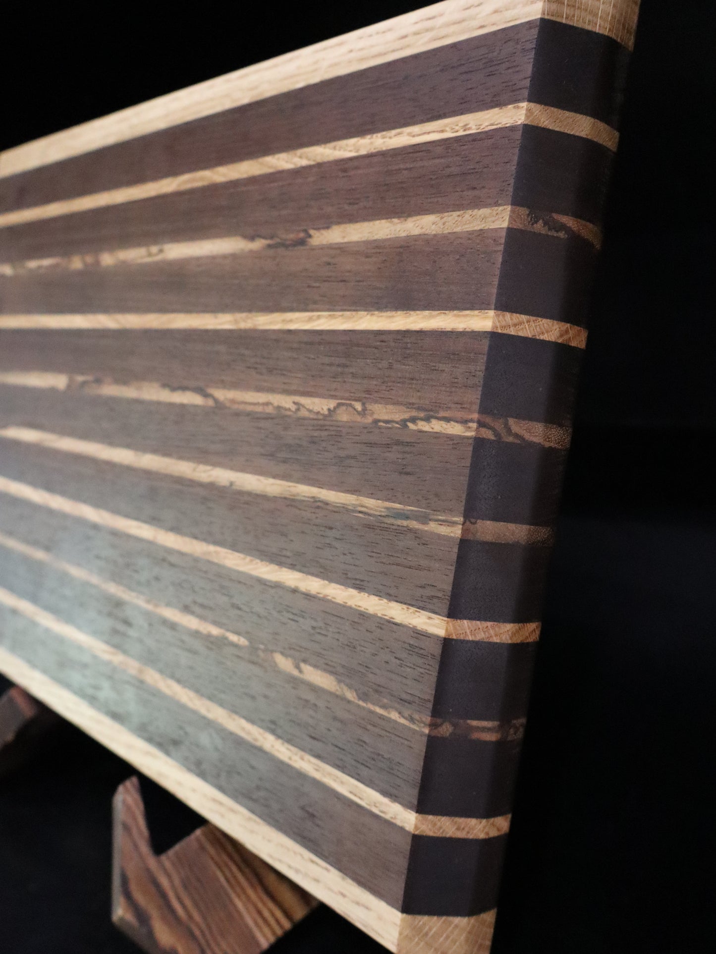 Walnut, Zebra Wood, and Oak Edge Grain Cutting Board