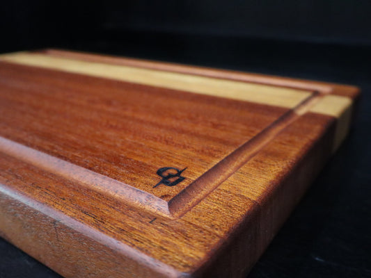 Mahogany/Vanilla Wood Edge Grain Cutting Board with Juice Groove