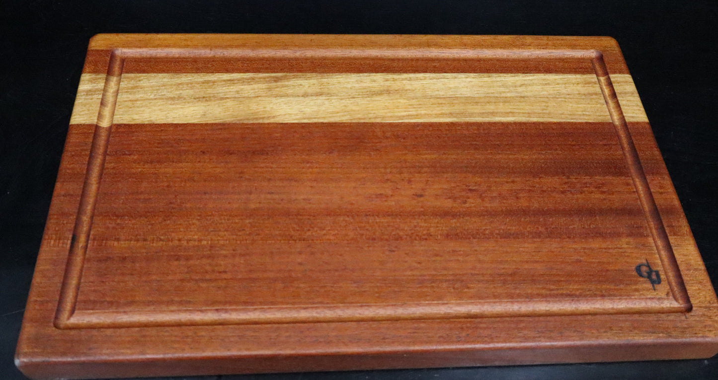 Mahogany/Vanilla Wood Edge Grain Cutting Board with Juice Groove