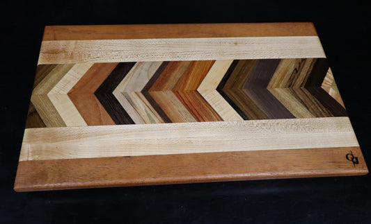 Multi Hardwood Chevron Edge Grain Cutting Board