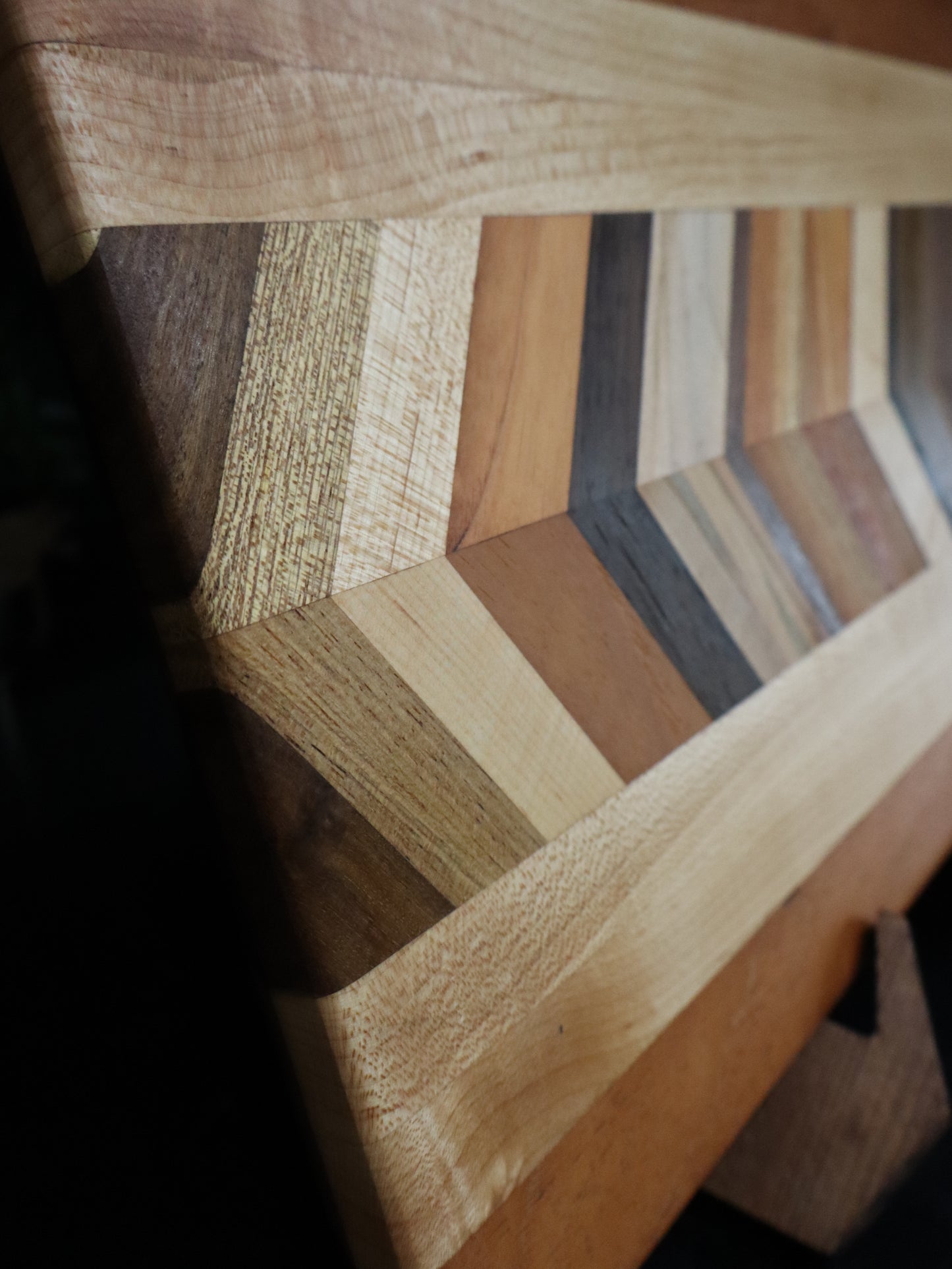 Multi Hardwood Chevron Edge Grain Cutting Board