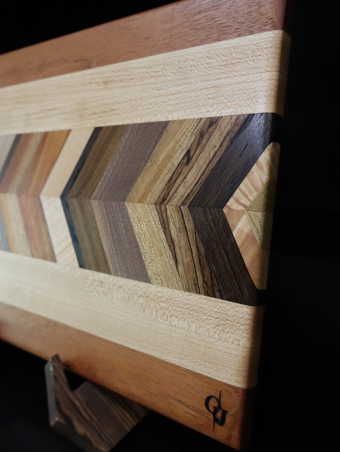 Multi Hardwood Chevron Edge Grain Cutting Board