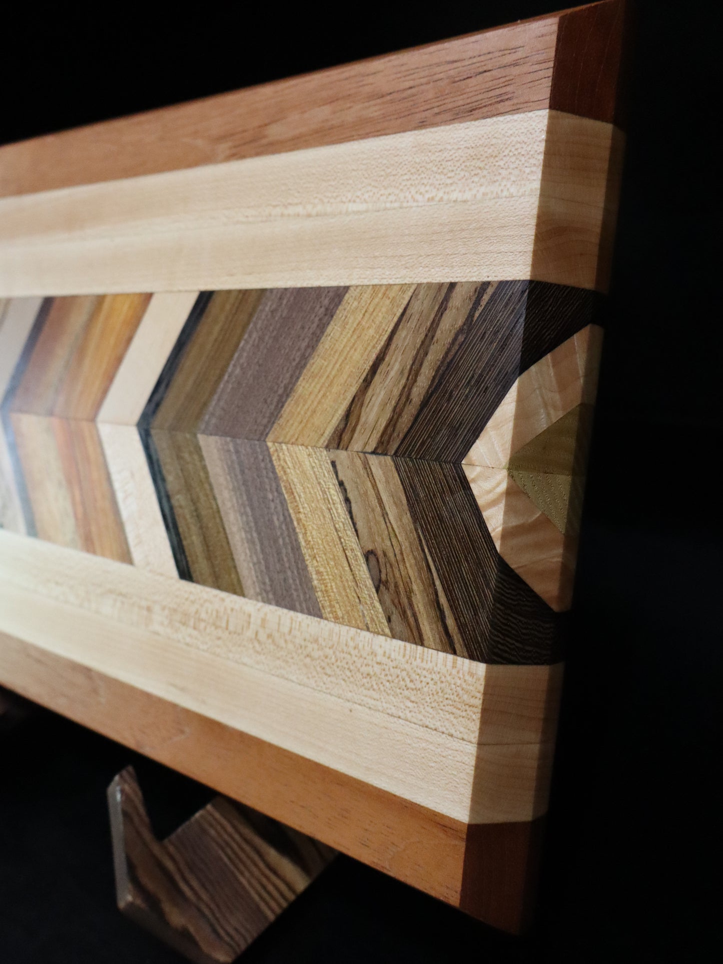 Multi Hardwood Chevron Edge Grain Cutting Board