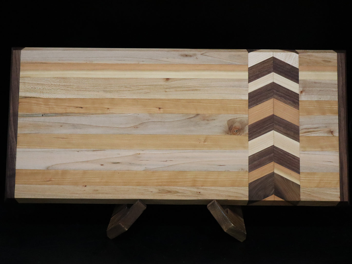 Cherry, Maple, Ambrosia Maple & Walnut Edge Grain Cutting Board with Chevron Design