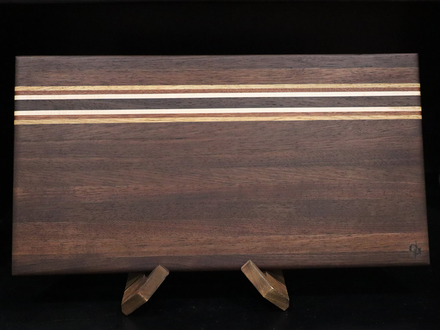 Nogal Walnut Edge Grain Cutting Board with Oak, Maple, Wenge, and Sapele Stripe