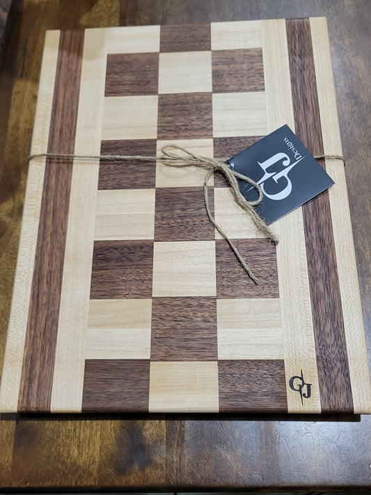 Walnut and Maple Checkered Cutting Board