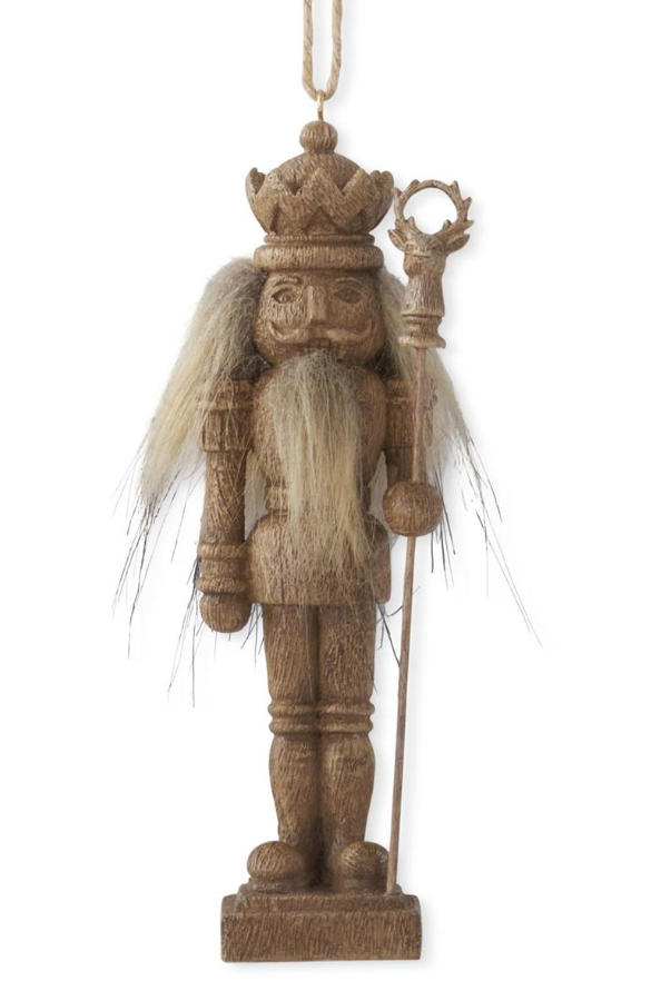 FAUX WOODGRAIN NATURAL NUTCRACKER ORNAMENT