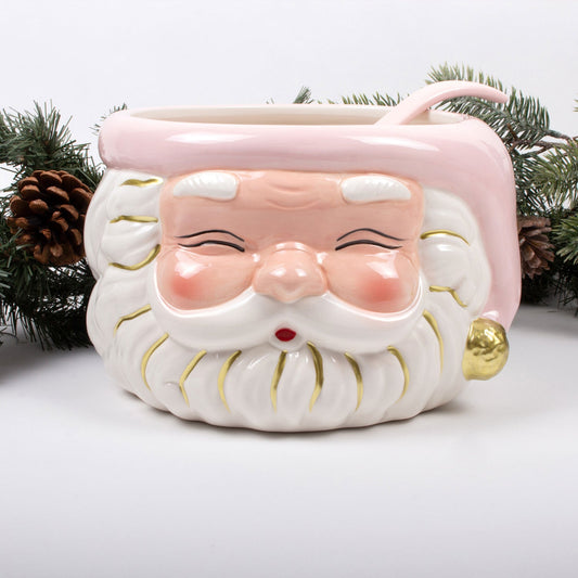 PINK SANTA PUNCH BOWL & LADLE