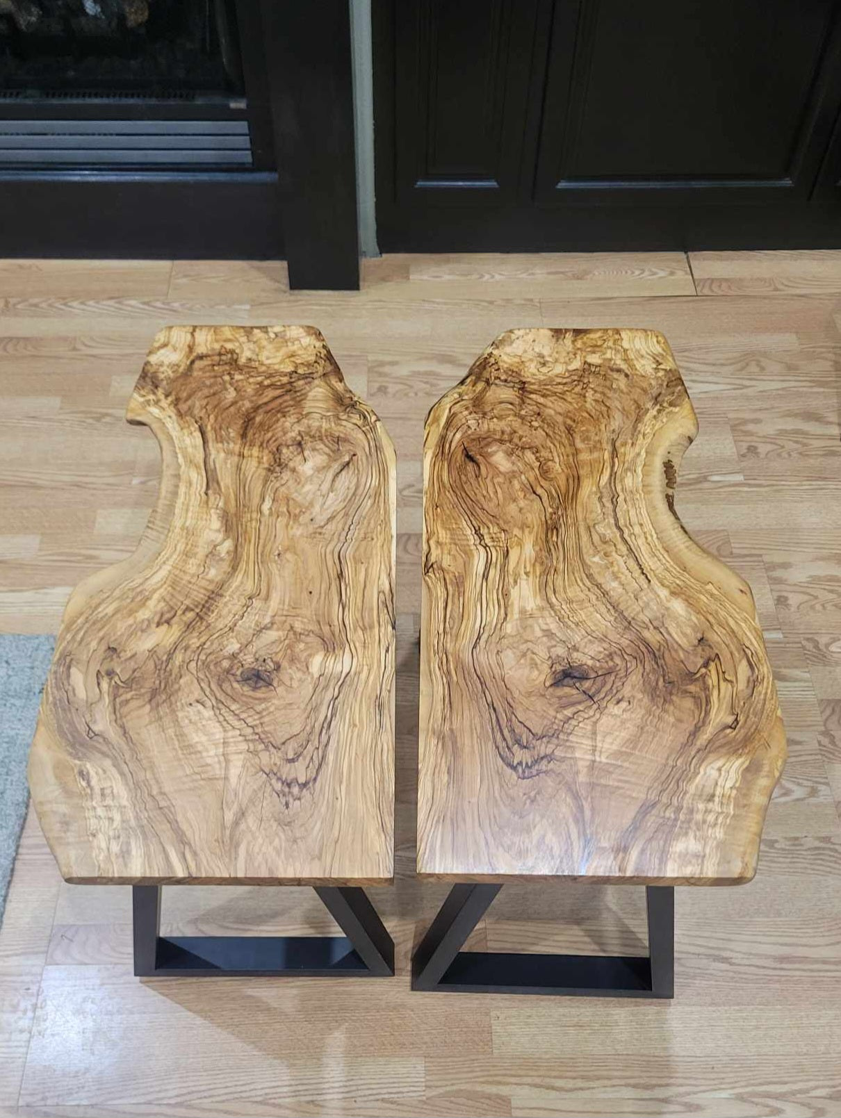 Olive Wood Side Tables (Pair)