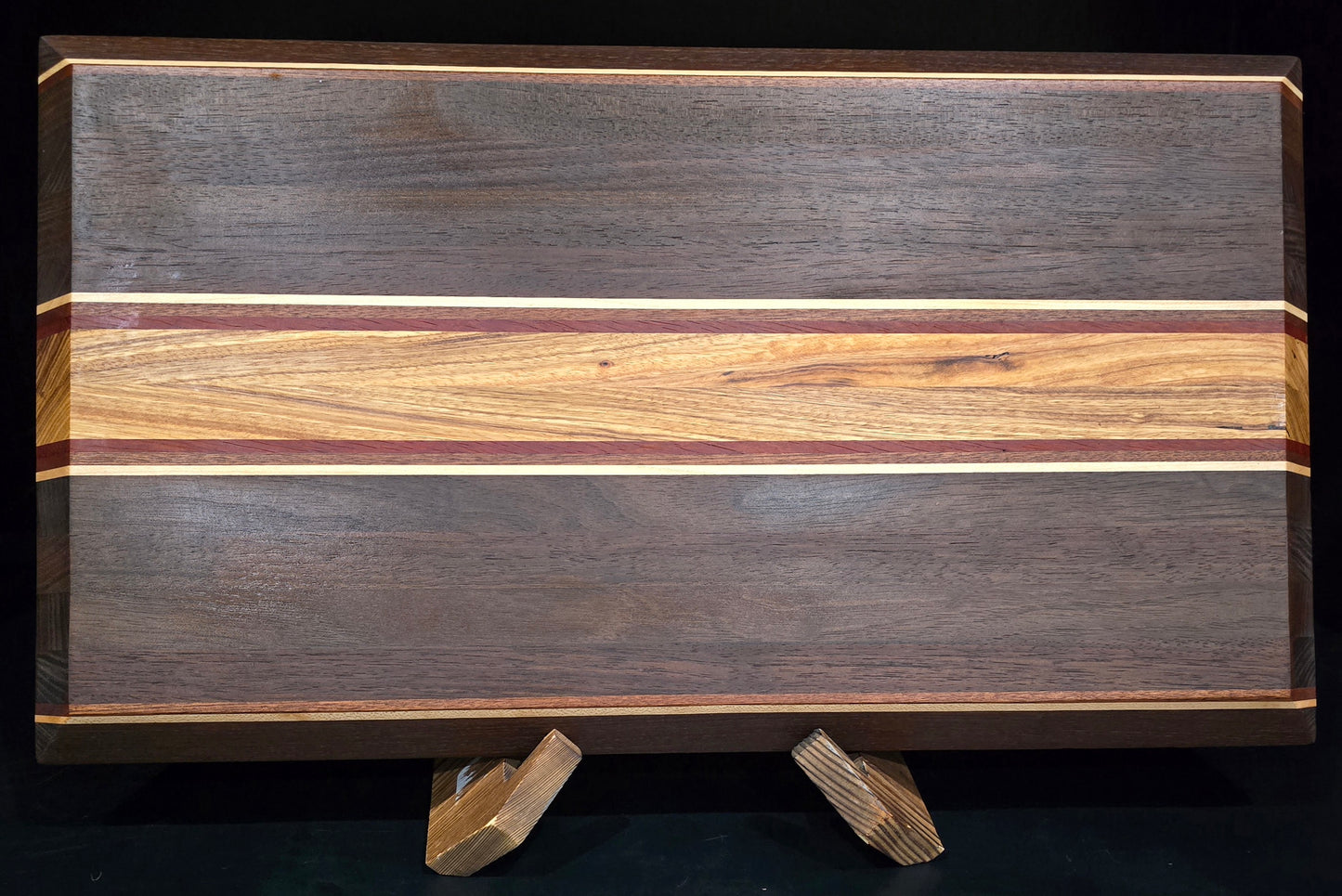 Peruvian Walnut with Maple, Bali, Padauk, and Sapele Stripes