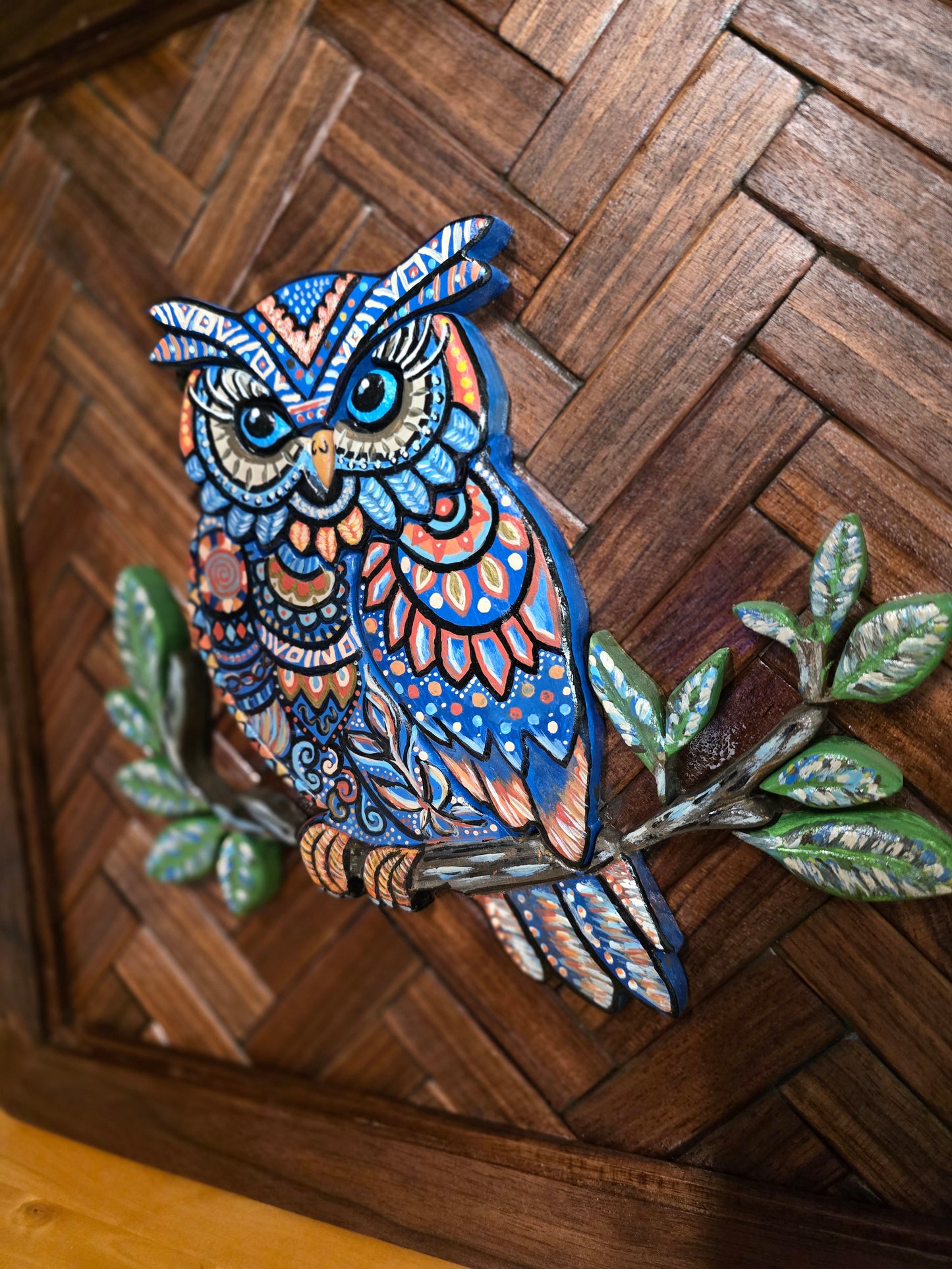 Handpainted Owl Wooden Wall Art