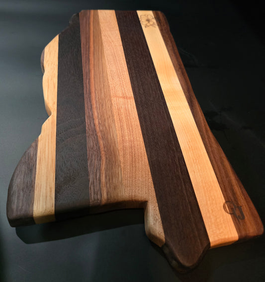 Mississippi Shaped Multi-Hardwood Cheese Board