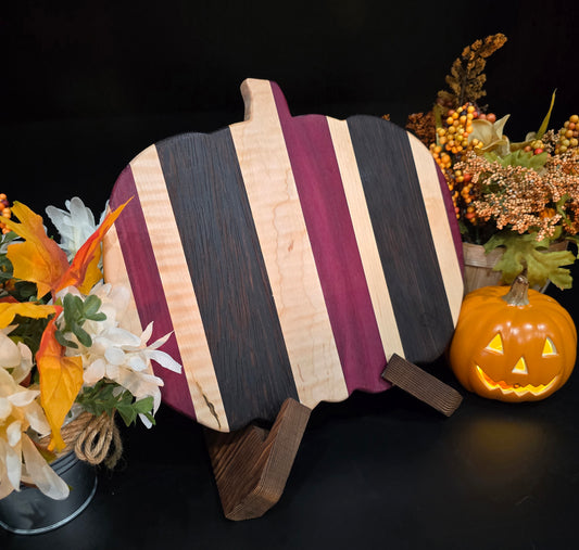 Purpleheart, Wenge, and Curly Maple Pumpkin-shaped Cheese Board