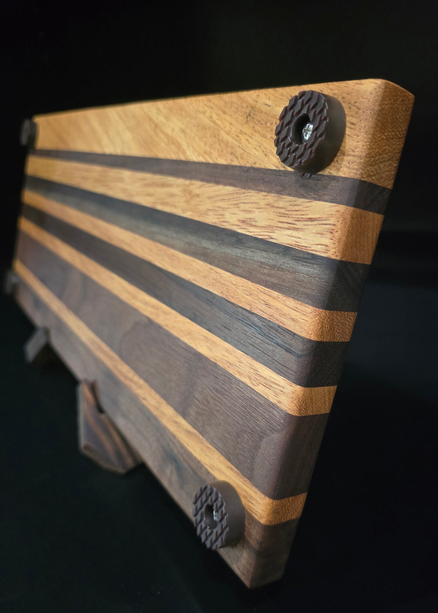 Walnut and Brazilian Oak Cutting Board 8x12 | Small Wooden Chopping Block, Premium Striped Cheese Board, Handcrafted Two-Tone Charcuterie Block (1" Thick)