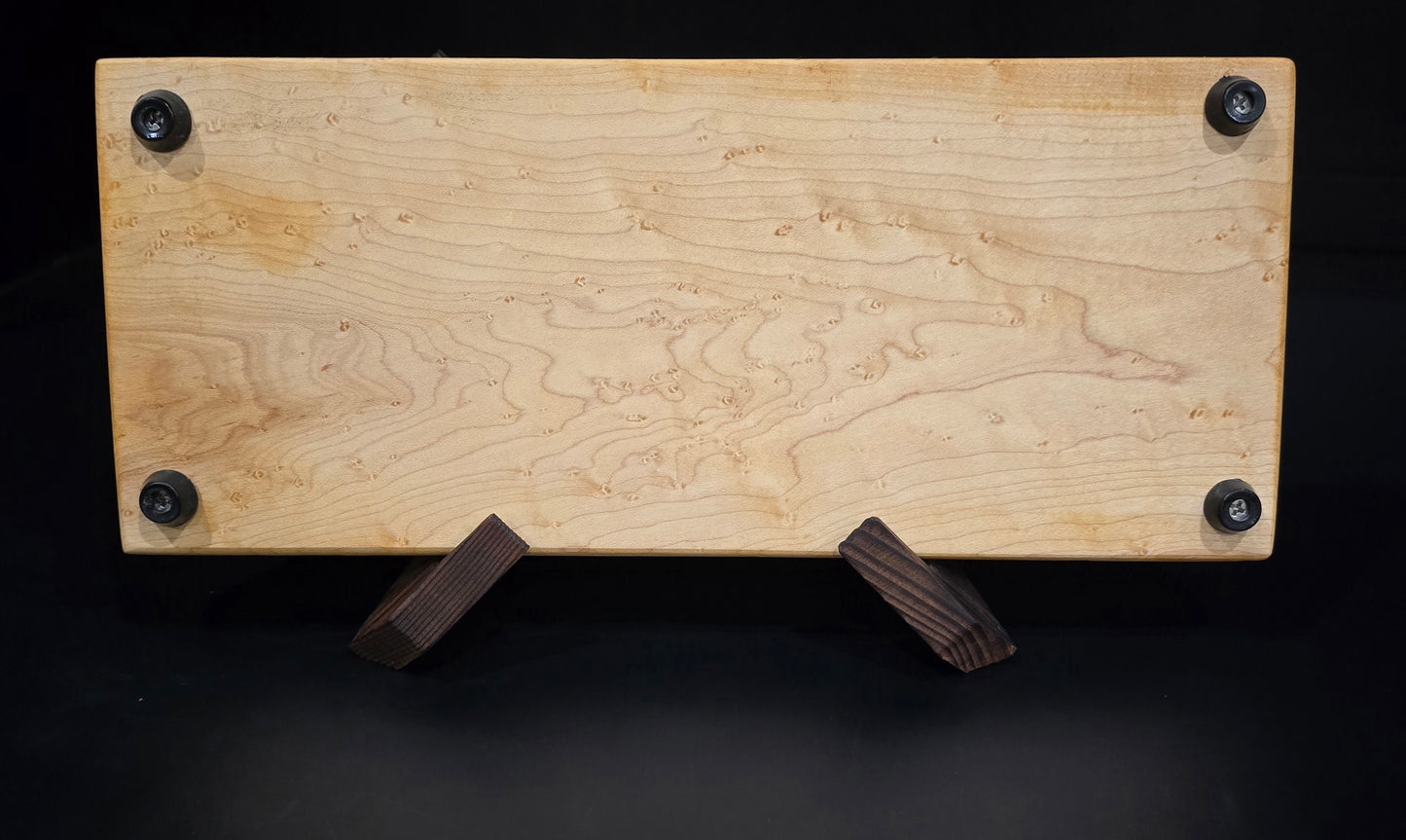 Birdseye Maple Cheese Board with engraved flowers