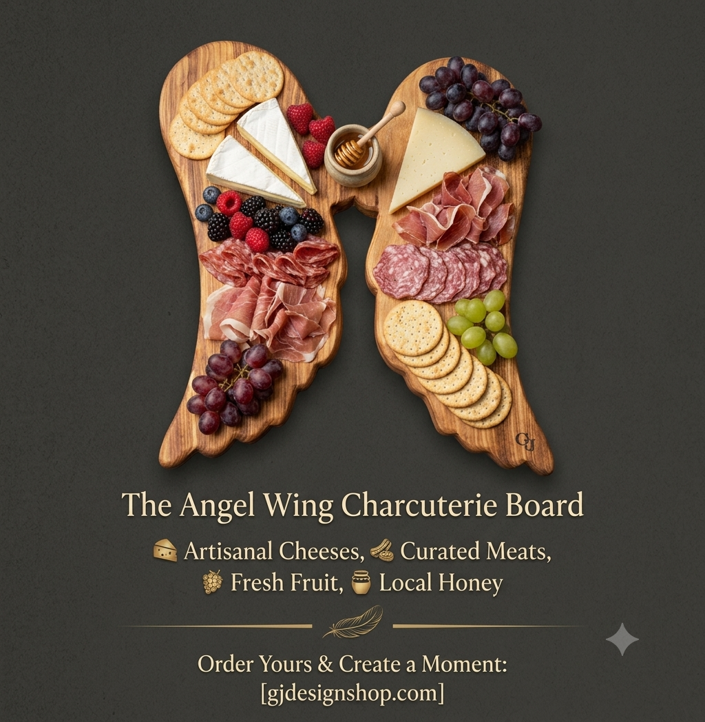 Angel Wing Beli Wood Charcuterie Board 15x12 | Unique Shaped Wooden Cheese Board, Exotic Wood Appetizer Platter with Non-Slip Rubber Feet